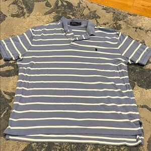 Polo by Ralph Lauren Men's Blue and White Striped Polo Shirt